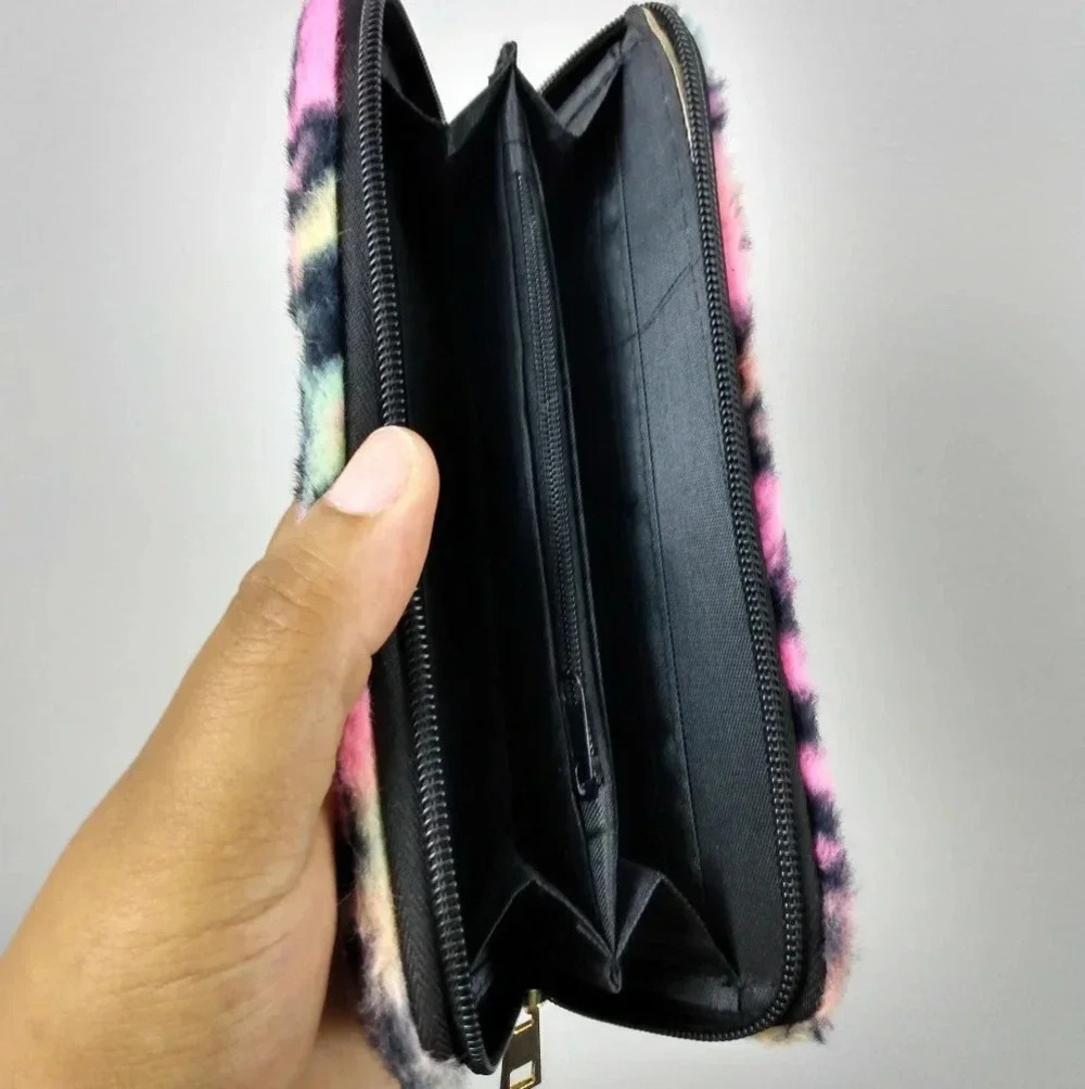 Animal Print Fur Multicolor Wallet Card Holder - Picture 2 of 2